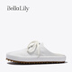 Bella Lily2025夏季新款一脚蹬帆布鞋女轻便包头半拖鞋百搭小白鞋 白色 39