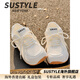 Sustyle Luxury Chaussures féminines 2025 Été Nouvelle chaussures blanches à semelles épaisses respirantes chaussures de femme chaussures en mesh chaussures de formation sportive 9905-3 beige 35