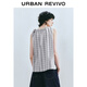 UR2025 Summer New Women's Simple Check Randeveless Tie-Fitting Ship Blous