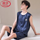 Langsha (Langsha) Leichter Luxus-Pyjama Herren Sommerweste Neue Jugendliche Jugendliche einfache Eissensen-Sommer-Dünnstil besuchen Seidenhauskleidungsset 9902 Ice Seide M (80-100 Jin [Jin gleich 0,5 kg])