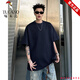 Woodpecker heavyweight pure cotton short-sleeved T-shirt for men in summer American high street small neckline round neck black solid color inner base shirt men K17080 burgundy 4XL