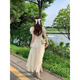 Yunju dress for women in summer 2025 new light luxury high-end white long skirt French beach skirt pure desire off-white bead fairy dress S recommended 80-95 Jin [Jin equals 0.5 kg]
