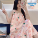 浪莎（LangSha）睡裙女夏季自带胸垫冰丝凉感吊带睡衣夏天女士甜美可爱家居服春秋 3888【不可拆胸垫】 M 【75-100斤】