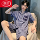 LangSha (LangSha) ice silk pajamas men's summer short-sleeved pants thin young boys summer men's home clothing 2025 new suit G723 M Recommended height 165, weight 90-110