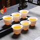 Tea cup ceramic household kung fu tea set tea drinking cup master personal mutton fat jade white porcelain small cup single tea cup ink mutton fat jade 6 pieces