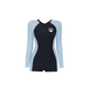 Long-sleeved one-piece flat-angle women's swimsuit conservative slim fit color blocking flesh to make you look slimming sports and leisure swimming pool essentials Green XL [Suggested 105-120Jin [Jin equals 0.5 kg]]