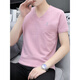 Lilang hochwertiger Sommer Pure Cotton V-Neck Jungen kurzärmelig T-Shirt Herrenmodik Mody Brand Solid Color Ice Seide halbärmelige neue Top-Basis Weiß Q693 Kurzärärmig M Empfohlen 90-100jin [Jin gleich 0,5 kg]