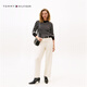 TOMMY HILFIGER [Circh Texture] 25 new autumn and winter women's striped sweater solid color round neck knitted cardigan [Striped Circh] Black and white striped BDS XS (recommended: 100 Jin [Jin equals 0.5 kg] or less)
