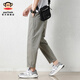 Big Mund Monkey (Paul Frank) Solid Color Neun-Punkte-Hosen loser gerader Baumwoll-Freizeithosen für Männer im Sommer dünne, atmungsaktive Weitbein-Trendy-Arbeiten 9904b Khaki Gray [offizielles authentisch] L [Empfohlen 110-130jin [Jin gleich 0,5 kg]]