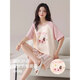 Cat man pure cotton pajamas for women with breast pads in summer 100 cotton thin cartoon sweet and can be worn outside in spring and autumn home clothes Christmas puppy two-piece set [no bra] L [weight 100-120 Jin [Jin equals 0.5 kg]]