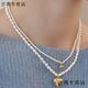 Flash engraved old Phoenix Korean love pearl pure silver necklace fairy versatile style medium necklace Lao Fengxiang same style