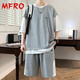 Mfro gefälschter zweiteiliger T-Shirt Herren-Sommeranzug New American Lose Casual Shorts Zwei-teilige runde Hals-vielseitige Kurzärärmel-Männer 686 Meter weißer Anzug M ca.