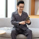 
Langsha middle-aged men's pajamas pure cotton long-sleeved spring and autumn middle-aged and elderly fathers plus size autumn and winter home clothing set SX16803 L (105-130Jin[Jin equals 0.5 kg])