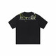 Jiaojing Hash et Cuel American Alphabet Plant Fleur Fleur ronde Coton Heavy Coton T-shirt à manches courtes pour hommes et femmes S1048 # Black M