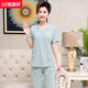 Hengyuanxiang Mother Pyjamas for Women the Summer Cotton Pure Pantalon recadré à manches courtes Coton à manches courtes Vêtements de maison d'été pour les personnes d'âge moyen et âgé LM-6626 [Style du cardigan] M [suggéré 80-100jin [Jin est égal à 0,5 kg]]]