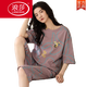 浪莎（LangSha）2025年最新款睡衣女夏季纯棉短袖七分裤家居服全棉薄款可外穿套装 A9885【短-裤套】 Z9855 M 【建议75-95斤】
