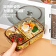 Caja de lonchera de vidrio de vidrio con tazón de microondas de microondas Lorzonal de oficina con tapa 2025 nueva fruta bento caja fresca ámbar-da 1050ml + tazón de sopa profunda 720m