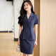 
Jinxu Hotel Workwear Set Summer Women's Short Sleeve Suit Professional Wear Temperament Shenfan Fashion Jewelry Store Sales Department SY6623 Gray Strip Suit S