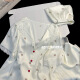 ZIPJBXins Small Cherry Lace-edged Ice Silk Pajamas for Women in Summer Three-Piece Short Sleeve Shorts Pants Home Clothing Thin LW-9207 [Short Sleeve Shorts] M [Suggested 80-100Jin [Jin equals 0.5 kg]]