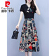 皮尔卡丹（pierre cardin）雪纺连衣裙子女士装夏季2025年新款假两件冰丝洋气过膝漂亮中长裙 6626黑色 2XL 建议110-120斤