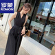 罗蒙（ROMON）2025新款韩版时尚气质裤女高腰法式无袖显瘦阔腿连体女装夏季 白色【面料】 M 建议【90-105斤】