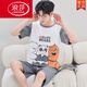 Langsha Summer Pyjamas Herren Kurzschläfe reines Baumwoll-Dünn-Set LOSS LOSS GROSSE JUNIOR High School Schüler Full Cotton Home Anzug Q kurze 1390 Gradient Bear Men M Junior Edition [60-70jin [Jin gleich 0,5 kg]] hoch unter 150