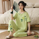 2025年新款棉睡衣女夏短袖套国风可爱夏七分裤卡通休闲家居服 9904 XL 【120-140斤】