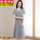 Hengyuanxiang modisches Baumwollkleid für Frauen im Sommer V-Ausschnitt Long Lose Casual Pocket großer T-Shirt-Rock Slimmingrock Orange 9856 L 110-120jin [Jin entspricht 0,5 kg]