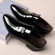 Erxu men's leather shoes suit shoes business pointy toe wedding formal wear no lace cover feet shining men's flat bottom suit hollow 9921 shining black foot cover 38