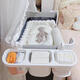 Drei-April Tiger Baby Spiel Zaun Rahmen Krippenbett Kopf Hanging Bag Multifunktional Windel Windel Aufbewahrungstasche neben dem Bett Crib Bettsack grau Weiß