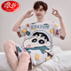 
Langsha men's pajamas summer pure cotton short sleeve shorts thin cartoon cute teenager large size boys' home clothing suit Daimeiya-6627 L small size L code (90-110Jin [Jin equals 0.5 kg])