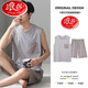 Langsha Pajamas Pajamas Shorts modales Modal Conjunto de dos piezas Casco de talla grande sin mangas para el hogar T12023 L TODAMA TAMAÑO