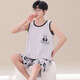 Moxiao vest shorts sleeveless cotton pajamas men's summer student home clothes spring and summer suit summer plus thin cotton vest shorts: 1365 coffee bear M teenage version: 60-75 Jin [Jin equals 0.5 kg] high 150