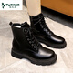 Holzspecker Martin-Stiefel für Frauen in Britisch-Stil Britisch-Stiefel mit schwarzen Dickdickern für Frauen 2025 Neue süße und coole Frühlings- und Sommer-Single-Stiefel für Frauen schwarz [hochwertige verbesserte Version] 40