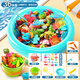 Qiaoqiaotu Kindermagnetischer Fischereispielzeugset aufblasbarer Pool kann Fisch schnappen, um Jungen und Mädchen Geburtstagsgeschenke 3-6-12 Jahre zu geben