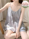 
Modal pajamas with chest pad for women for summer simple pure cotton 2025 new sexy suspender home clothing set sweet and can be worn outside 449_9904# suspender set bean paste with chest pad M