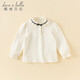 DAVE&BELLA spring new style girls' long-sleeved shirts, baby girl's shirts, children's cotton tops, casual children's clothes, pearl white, in stock, 90 cm (recommended height 80-90cm)