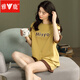 Yalu Pyjamas für Frauen im Sommer Sport Sport Cute Corean Student Kurzärmelige, dünne, lose zweiköpfige Anzug Frühlings- und Herbst-Hauskleidung können draußen getragen werden. Off-White GXT66636 Color L (Empfohlen 95-115jin [Jin ist 0,5 kg]))