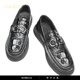 Rowilcs Marke Größere Dock-Schicht Cowide Beanie Herren Schuhe atmungsaktiven Loafer Fuß kleiner Größe Krokodilmuster Business Casual Schuhe Männer D6194-19B genäht, nicht Viscose 37