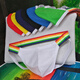 Young men's rainbow sexy thong three-dimensional large bag summer breathable rear hollow hip lifting double thong black + red + white M