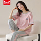 Catman Miiow Pajamas para mujeres en primavera y verano pantalones de manga corta Los estudiantes de estilo coreano puro pueden usar trajes de ropa para el hogar de algodón puro afuera en verano yzt9713 algodón de longitud corta (80-jin [Jin equivale a 0.5 kg])