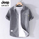 
JEEP SPIRIT Men's Striped Short Sleeve Shirt Summer Thin Loose Top Japanese Trendy Cotton Casual Half Sleeve Shirt 9721 White M Jin [Jin equals 0.5 kg] About
