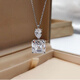 Super flash pt950 platinum princess necklace for women, high-end pear-shaped water drop pendant, 3 carat large square diamond clavicle chain D-E/extreme white 3 carat LC/mirror flawless square diamond necklace + counter packaging