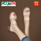Cartelo 2025 Новые 6 -см супер мягкая кожаная мягкая подошва сандалии рта для женщин в летнем ношении толстые каблуки высокие каблуки римские туфли от белых 37