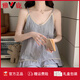
Yalu gentle wind pajamas for women in summer suspender cloud cotton thin sweet mist blue with chest pad student home clothing set 9904 bean paste color [with chest pad removable] M [Suggest weight 75-95 Jin [Jin equals 0.5 kg]]