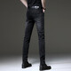 Sept Wolves 2025 Spring haut de gamme Nouveau jean noir Black Style Men's Korean Trendy Ripped Pantals Pantalons Trendy Casual Casual