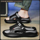 Senma Slippers Men's Summer Outdoor High-Pretty Anti-Slip épaisse semelle à bascule de la semelle de la plage adolescente Sandales Black Grey (style de base) 42-43