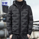 ROMON down jacket men's winter outdoor warm hooded versatile casual high-end jacket top men's 886 black XL