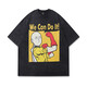 Rainbow Fox spoof print T-shirt summer men short-sleeved Harajuku street cartoon washing old T-shirt women retro trendy brand 693 S
