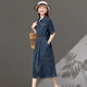 
Ehangy light luxury brand dress for women 2025 summer new high-end style temperament waist-hugging and slimming short-sleeved shirt skirt picture color XL